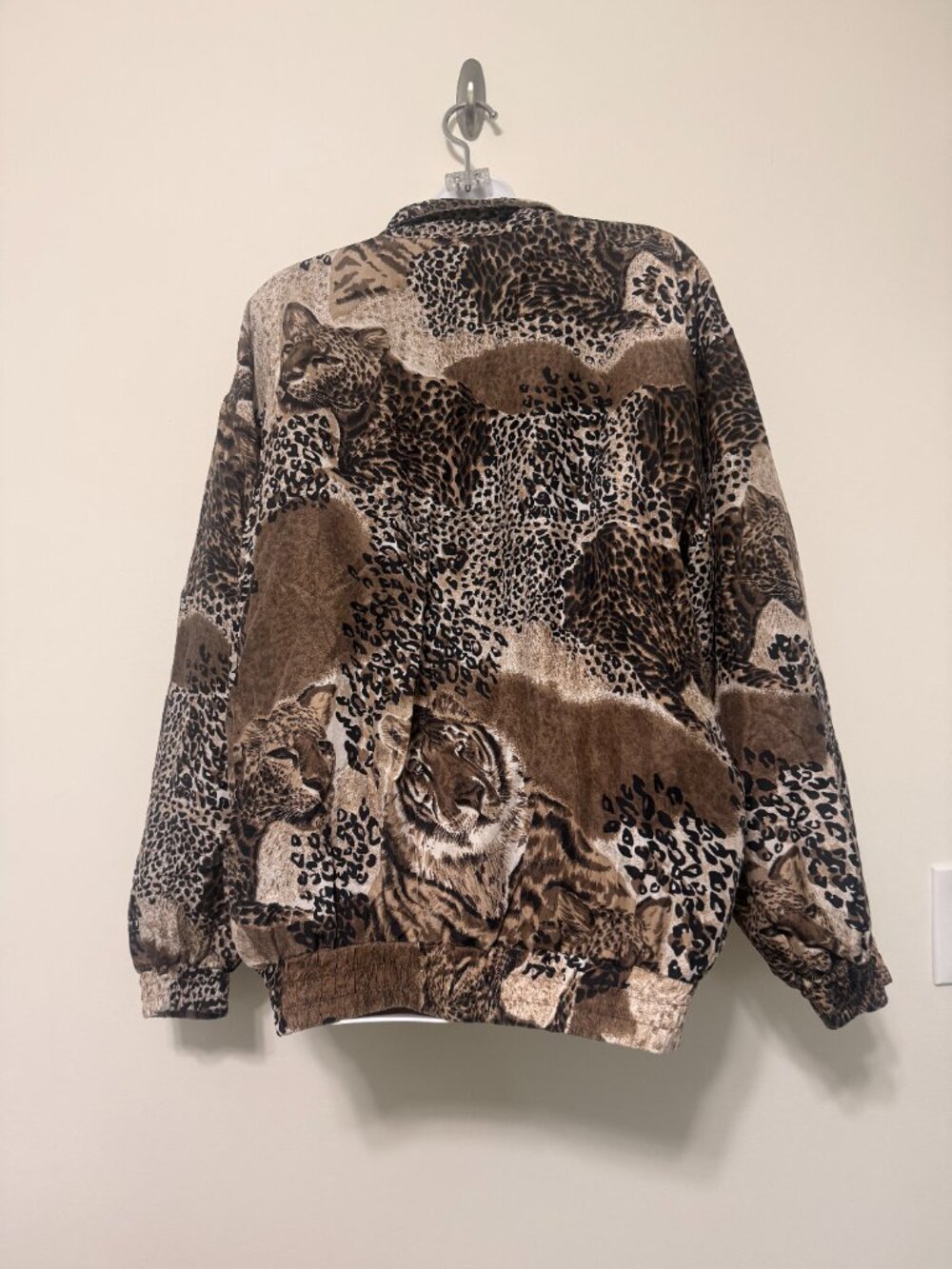 Vintage FU DA International Silk Animal Print Bomber Jacket L - Picture 3 of 11